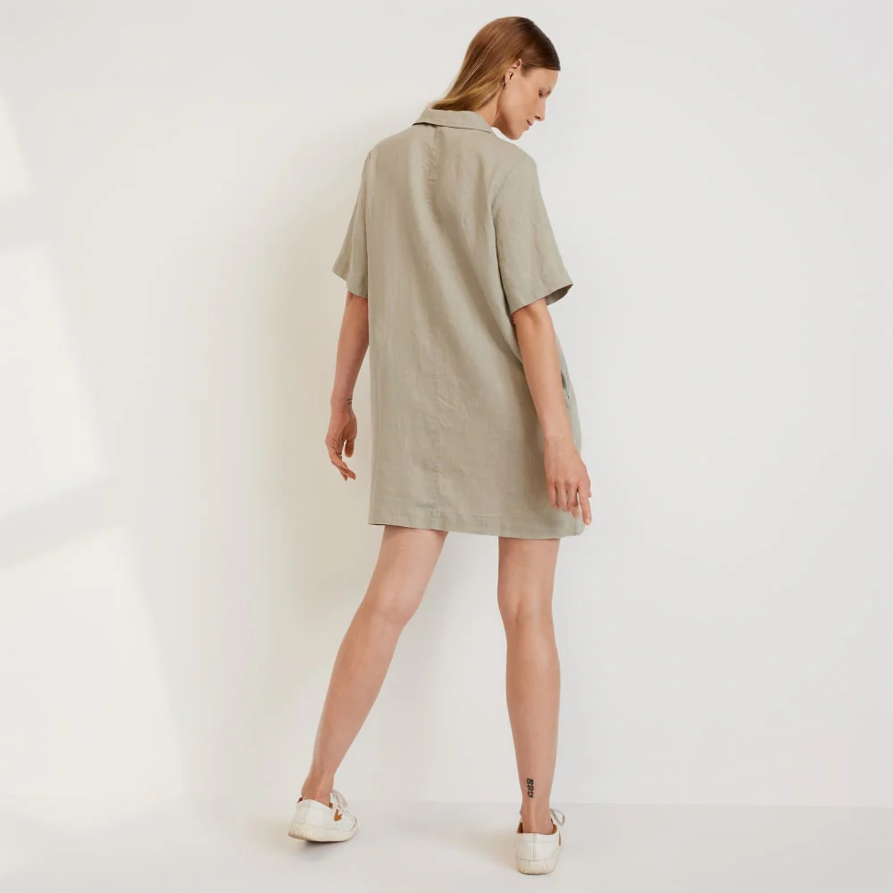 The Linen Workwear Dress | Seagrass