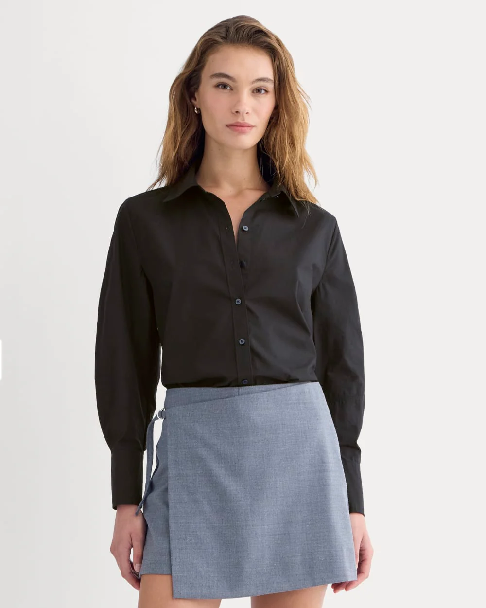 Lantern-Sleeve Shirt in Lightweight Cotton | Black