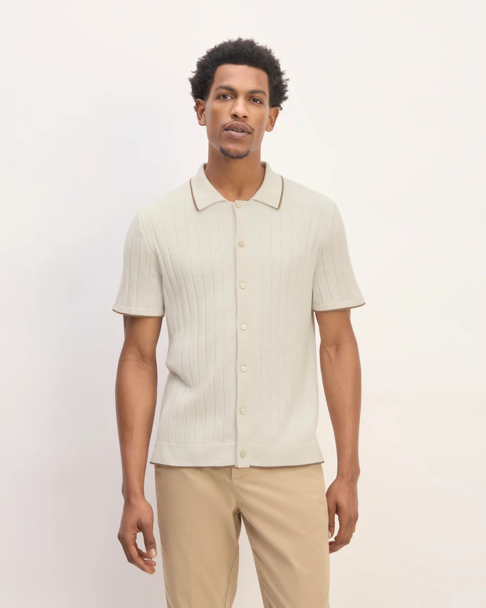 The No-Sweat Button-Down Polo | Heathered Canvas