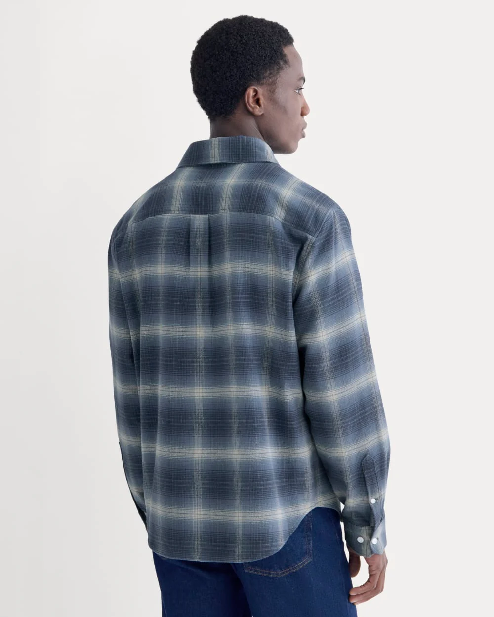 Brushed Flannel Shirt | Blue Ombre Plaid