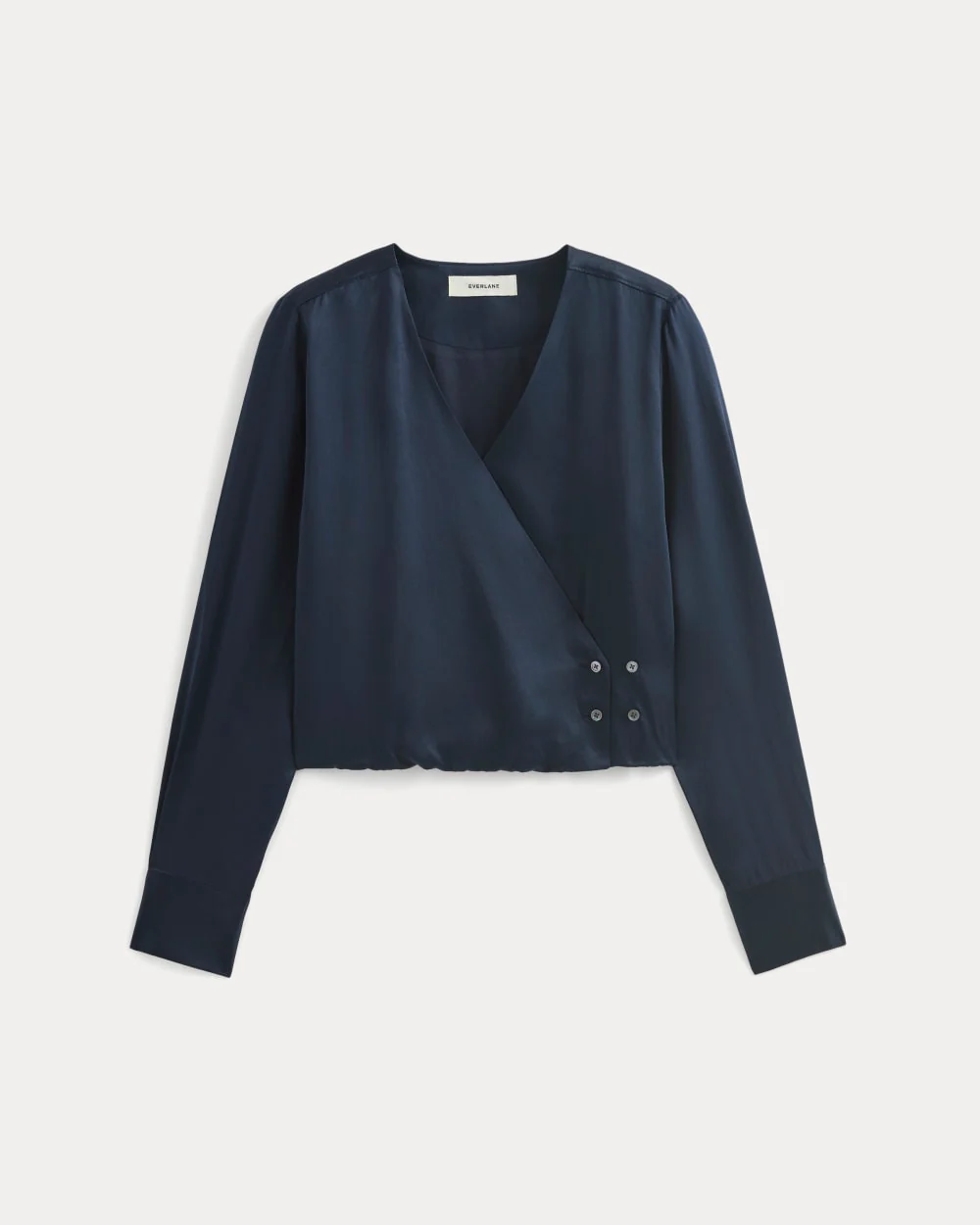 Wrap Top in Silk Charmeuse | Navy