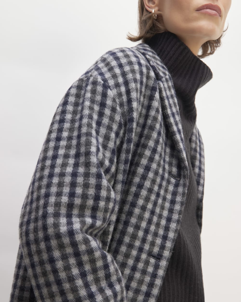 The Italian ReWool® Cocoon Coat | Grey / Charcoal / Navy Check