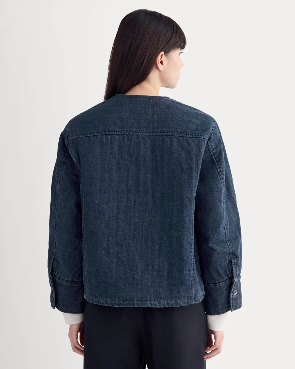 Denim Quilted Barrel Jacket | Midnight