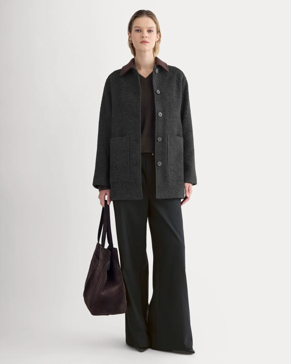 Italian Car Coat | Carbone/Black