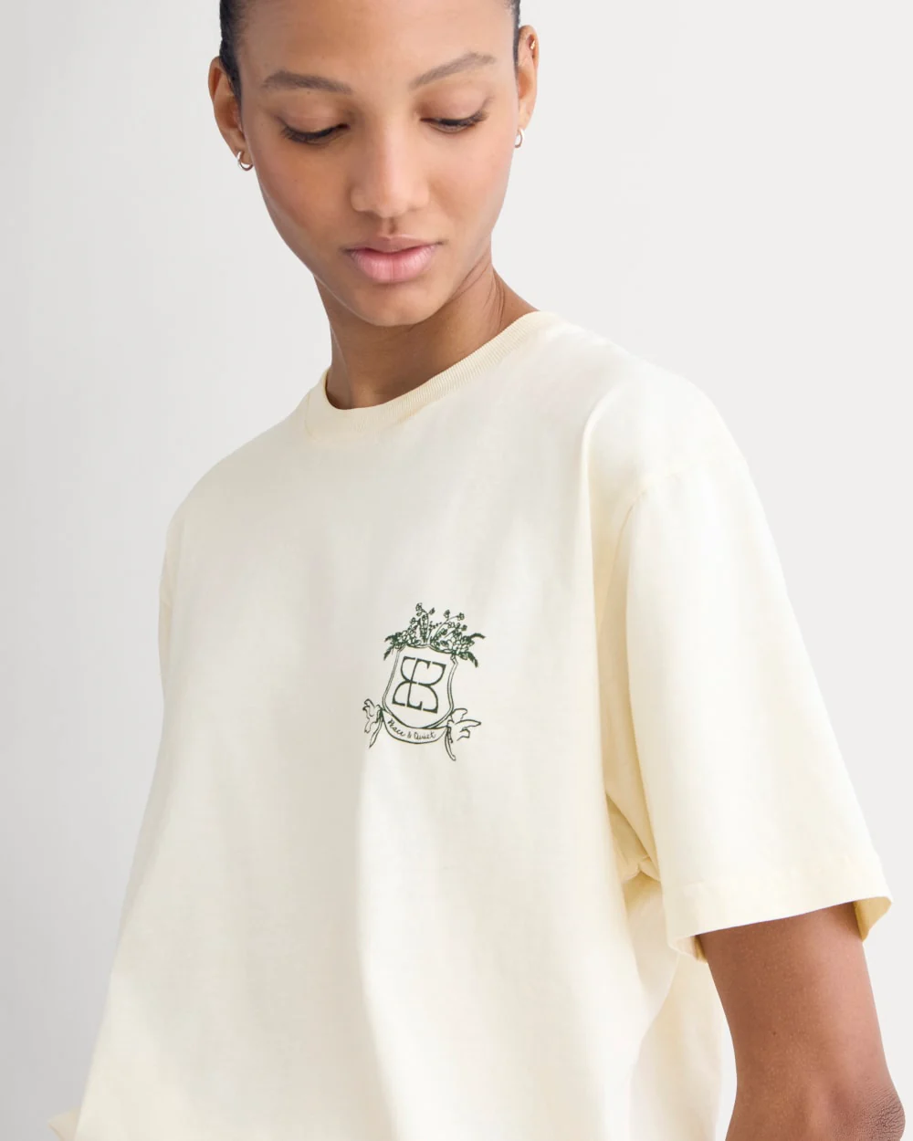 Everlane x Peace and Quiet Crest Graphic Tee | Bone