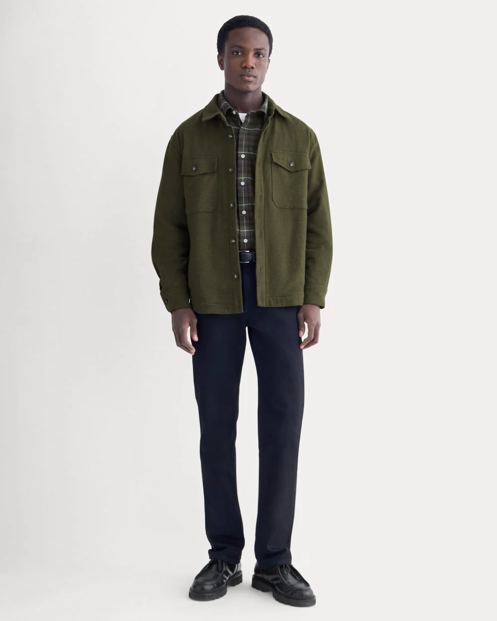 Heavyweight Waffle Twill Overshirt | Heathered Green