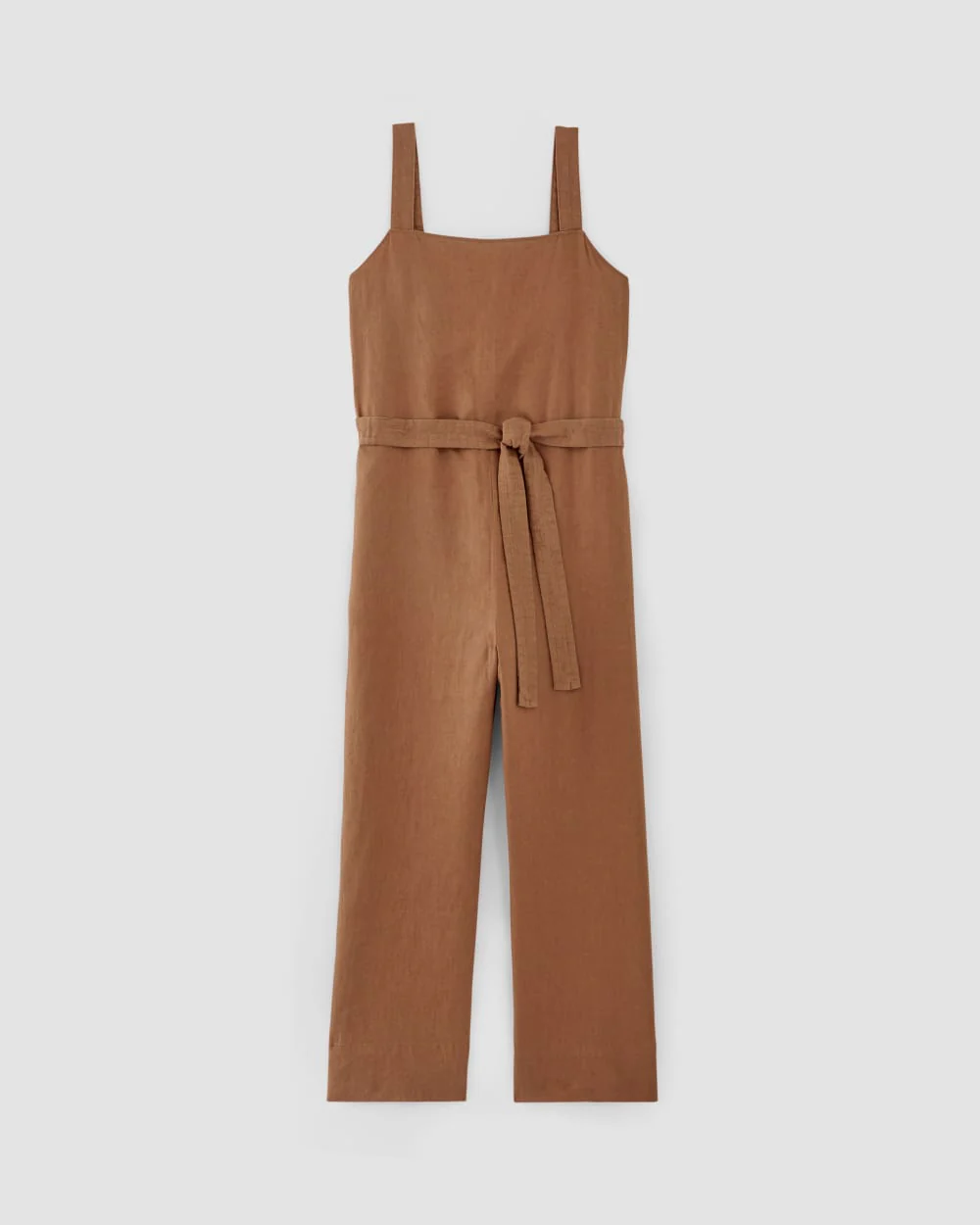 The Linen Side-Button Jumpsuit | Carob Brown
