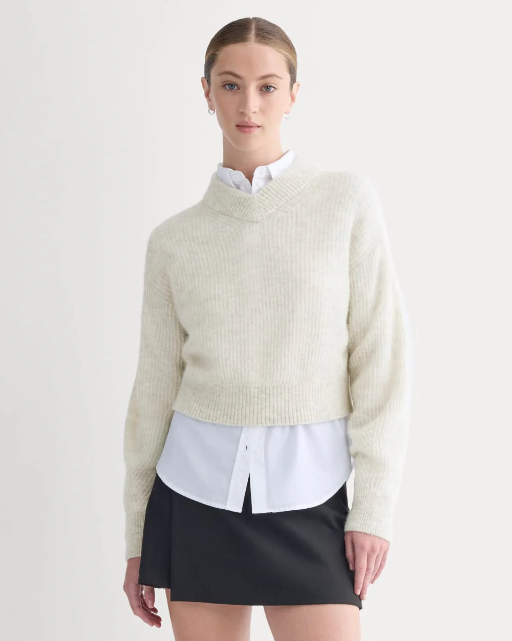 Cropped Cocoon Sweater in Alpaca | Almond