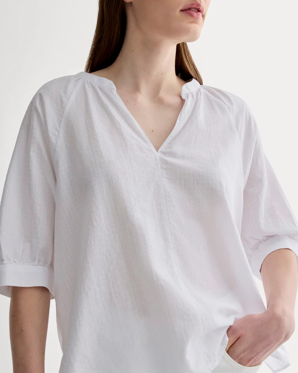 The Gauze Gathered Top | White