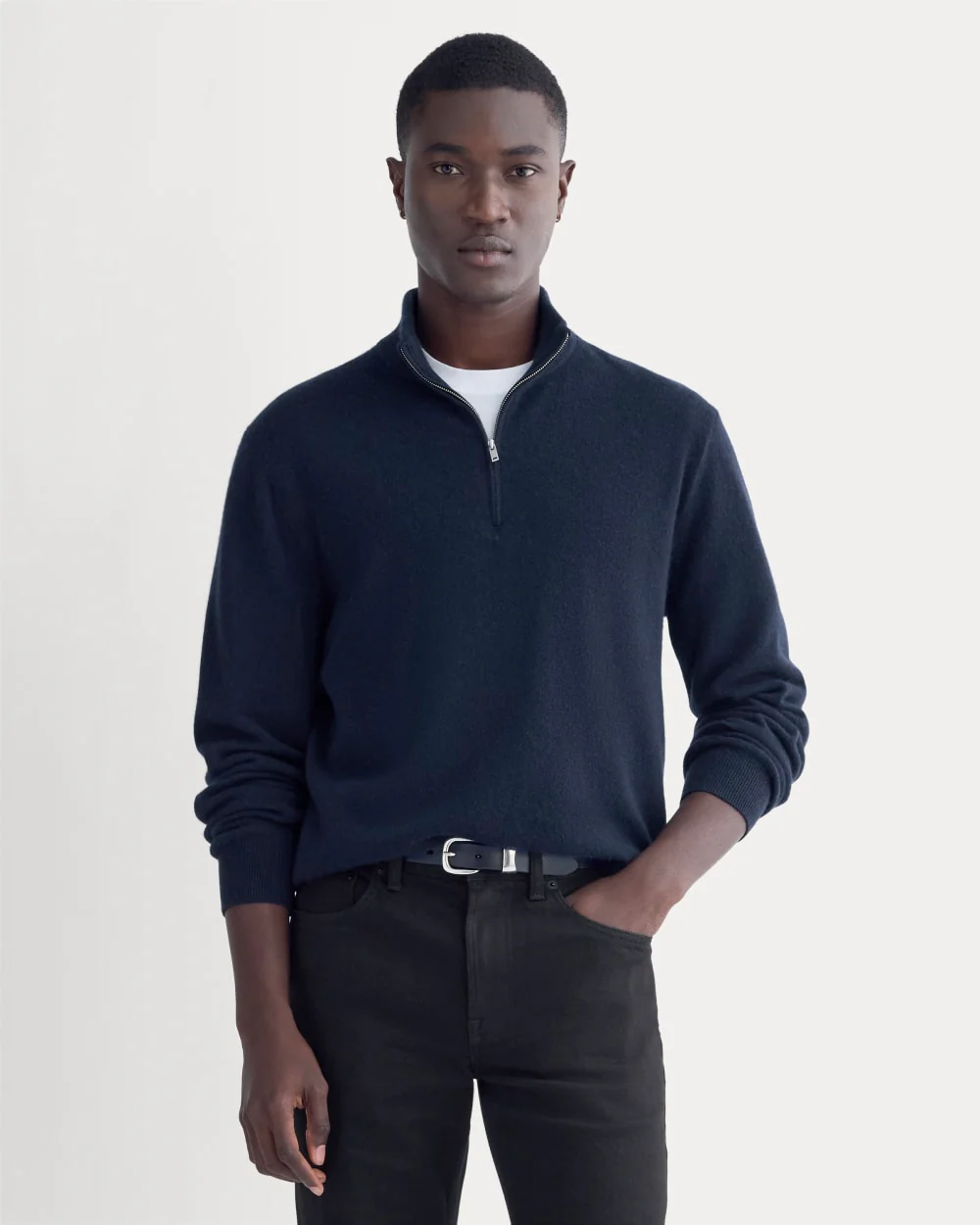 Cashmere Quarter Zip Sweater |  Navy
