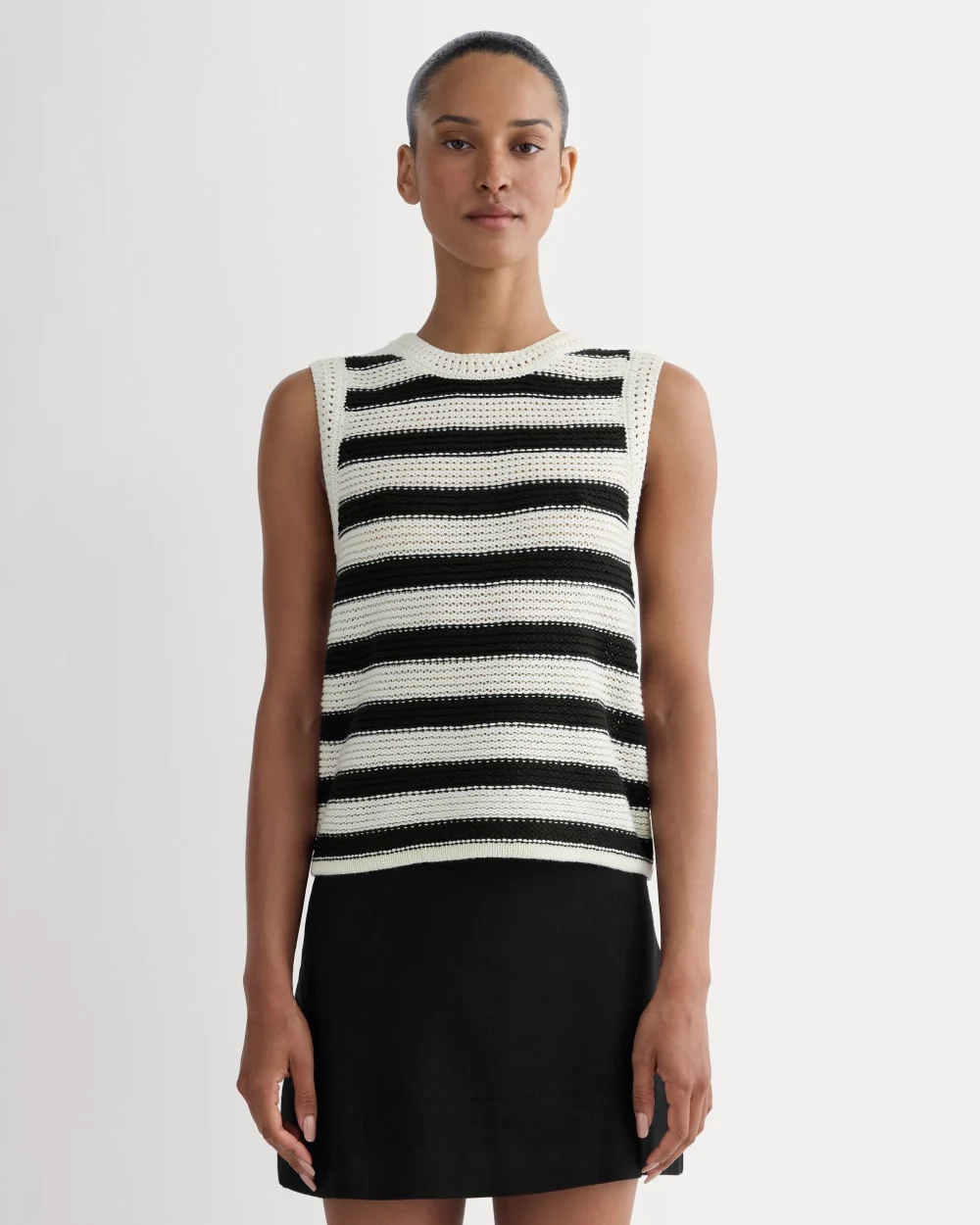 The Organic Cotton Open-Stitch Tank | Canvas / Black
