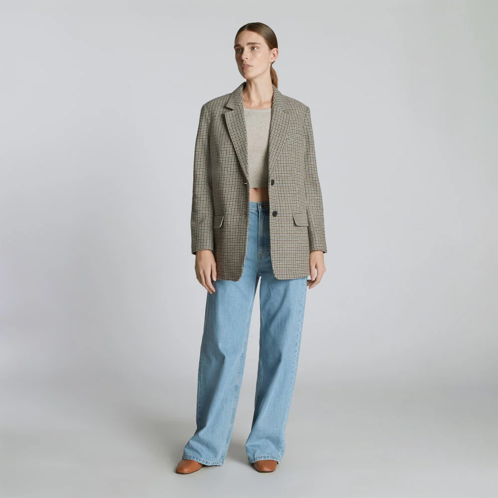 The Oversized Blazer in Wool | Pewter Houndstooth