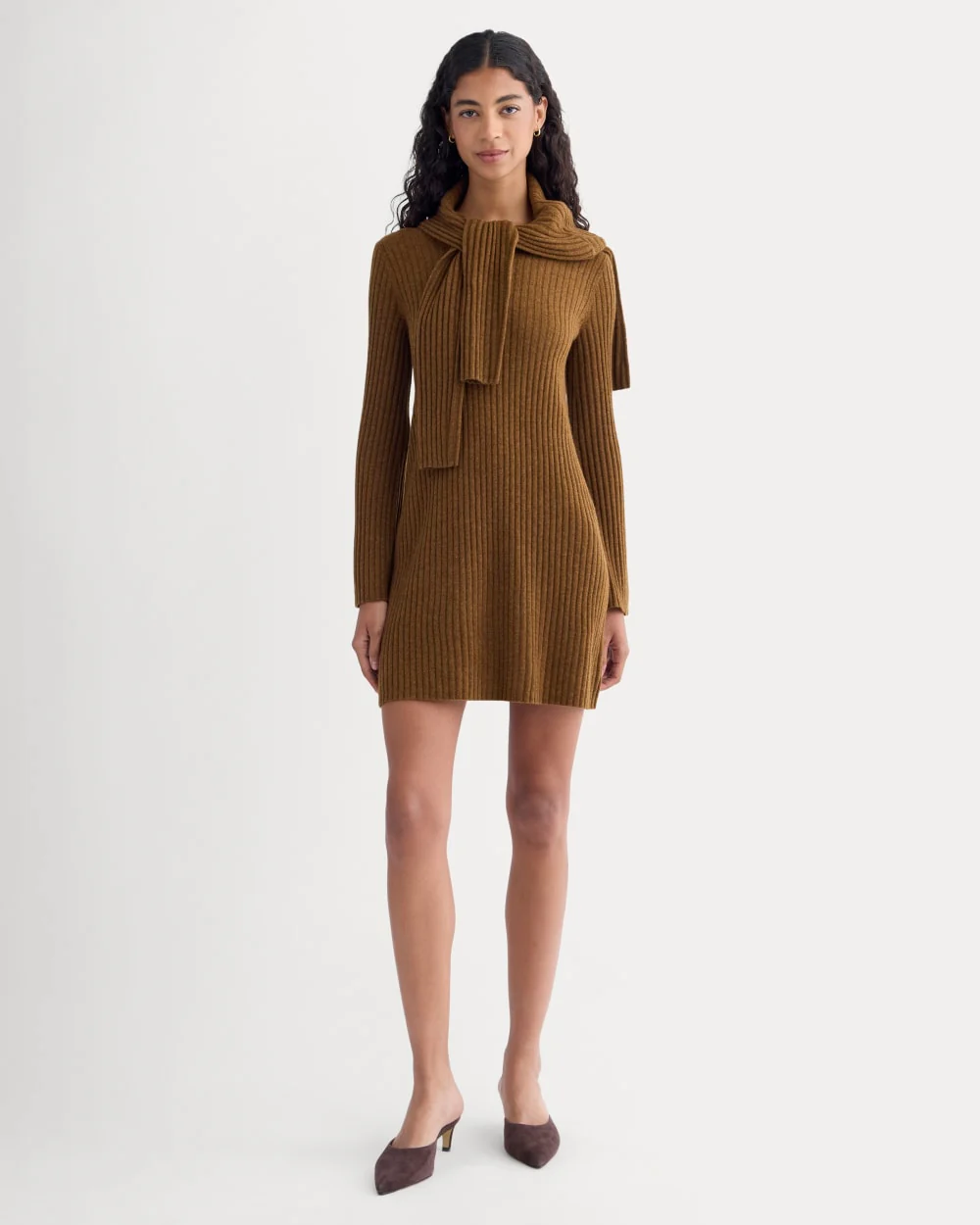 Cashmere Long-Sleeve Mini Dress | Heathered Toffee