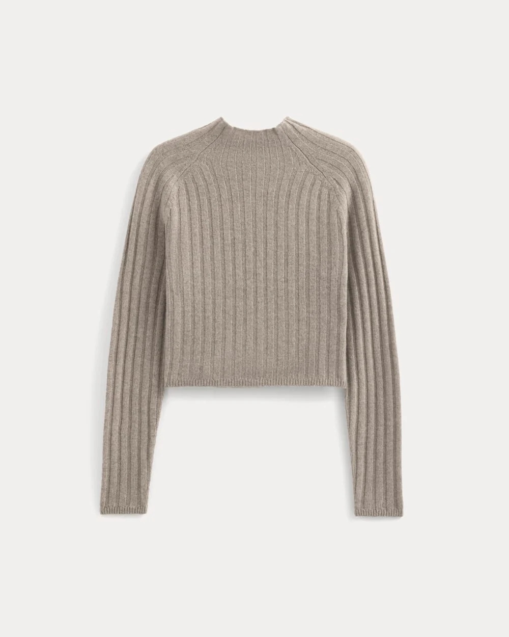 Funnel-Neck Cropped Sweater in Wool Cashmere | Oatmeal