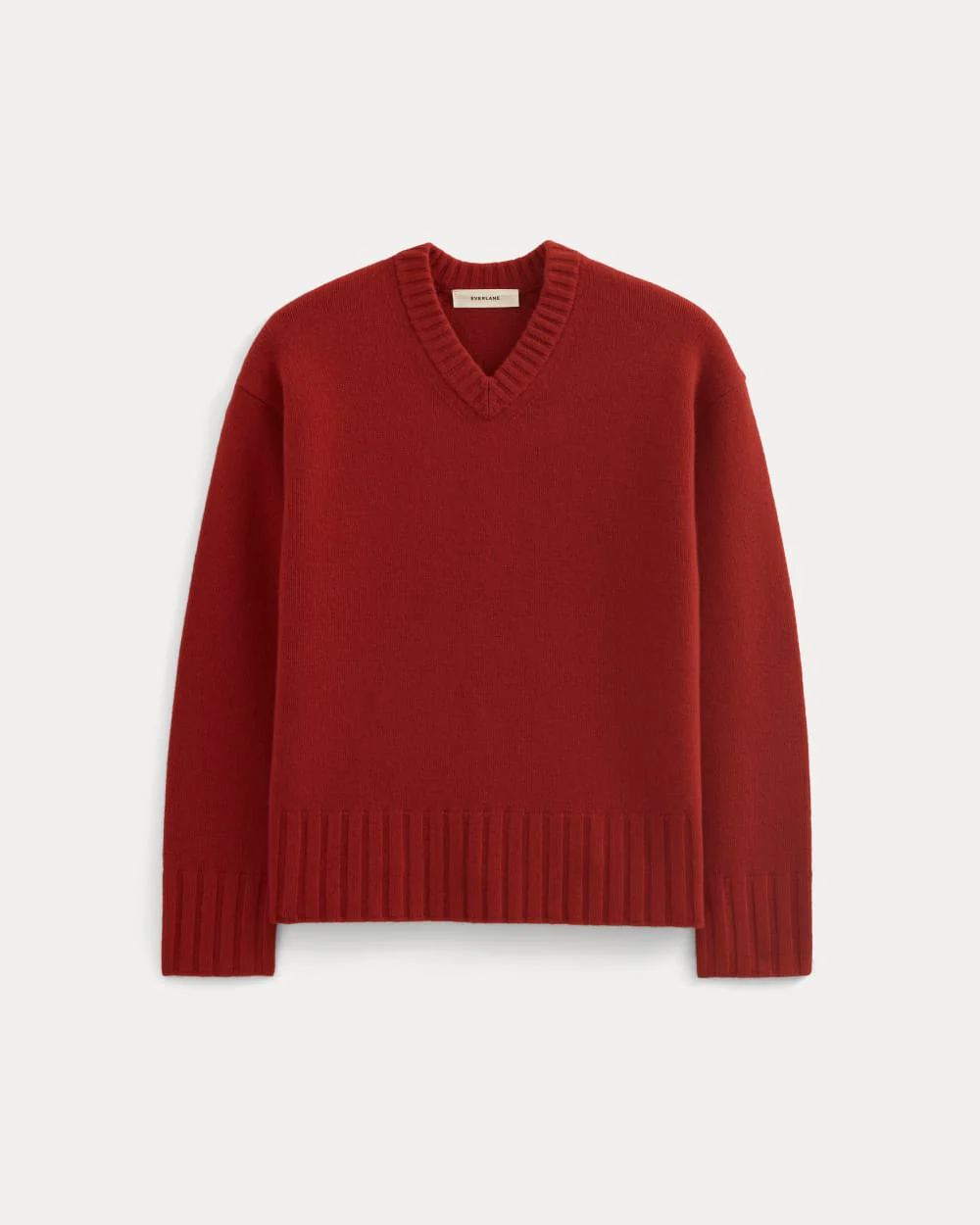 V-Neck Sweater in Extrafine Luxe Merino | Berry Red