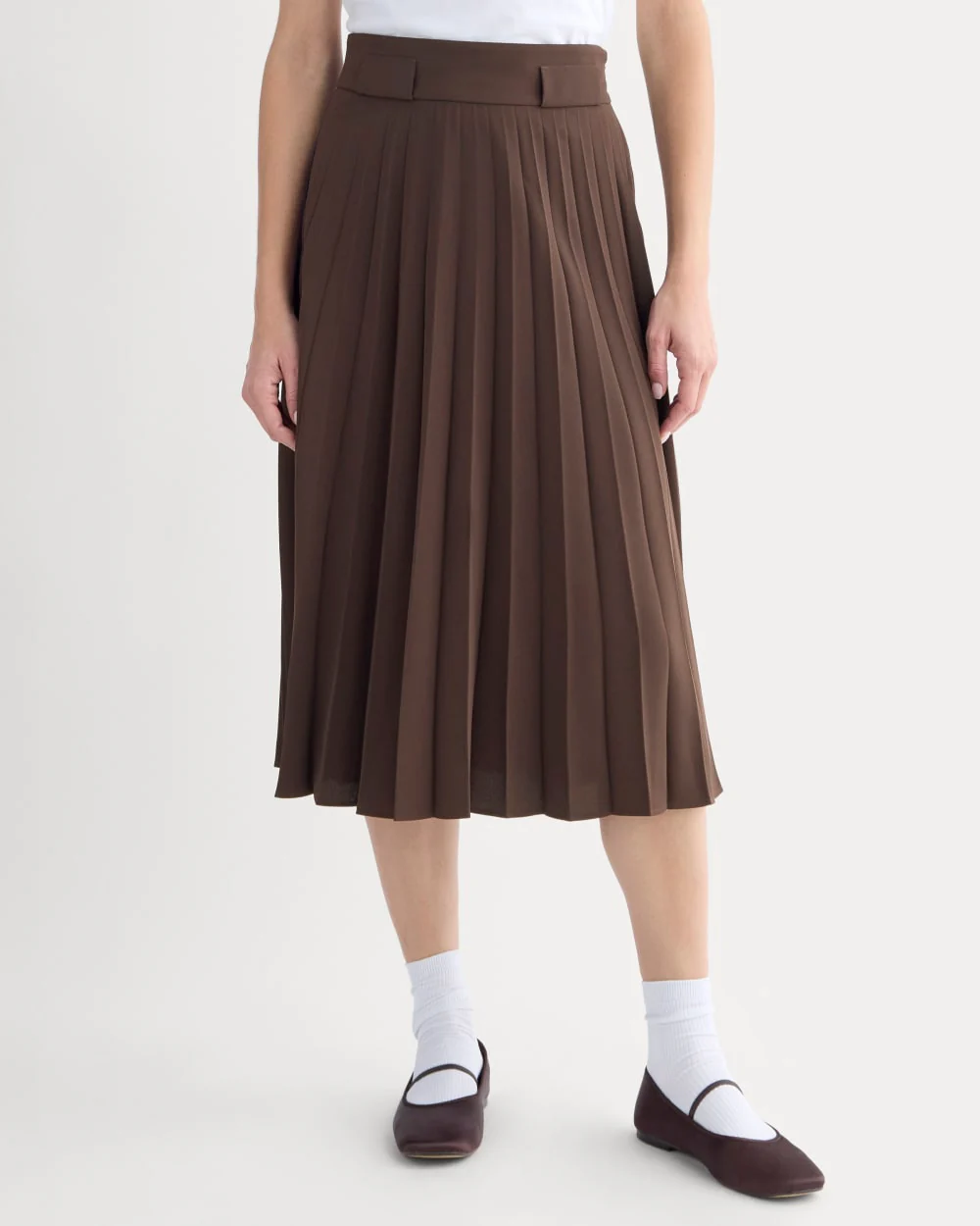 Pleated Crepe Midi Skirt | Dark Chocolate