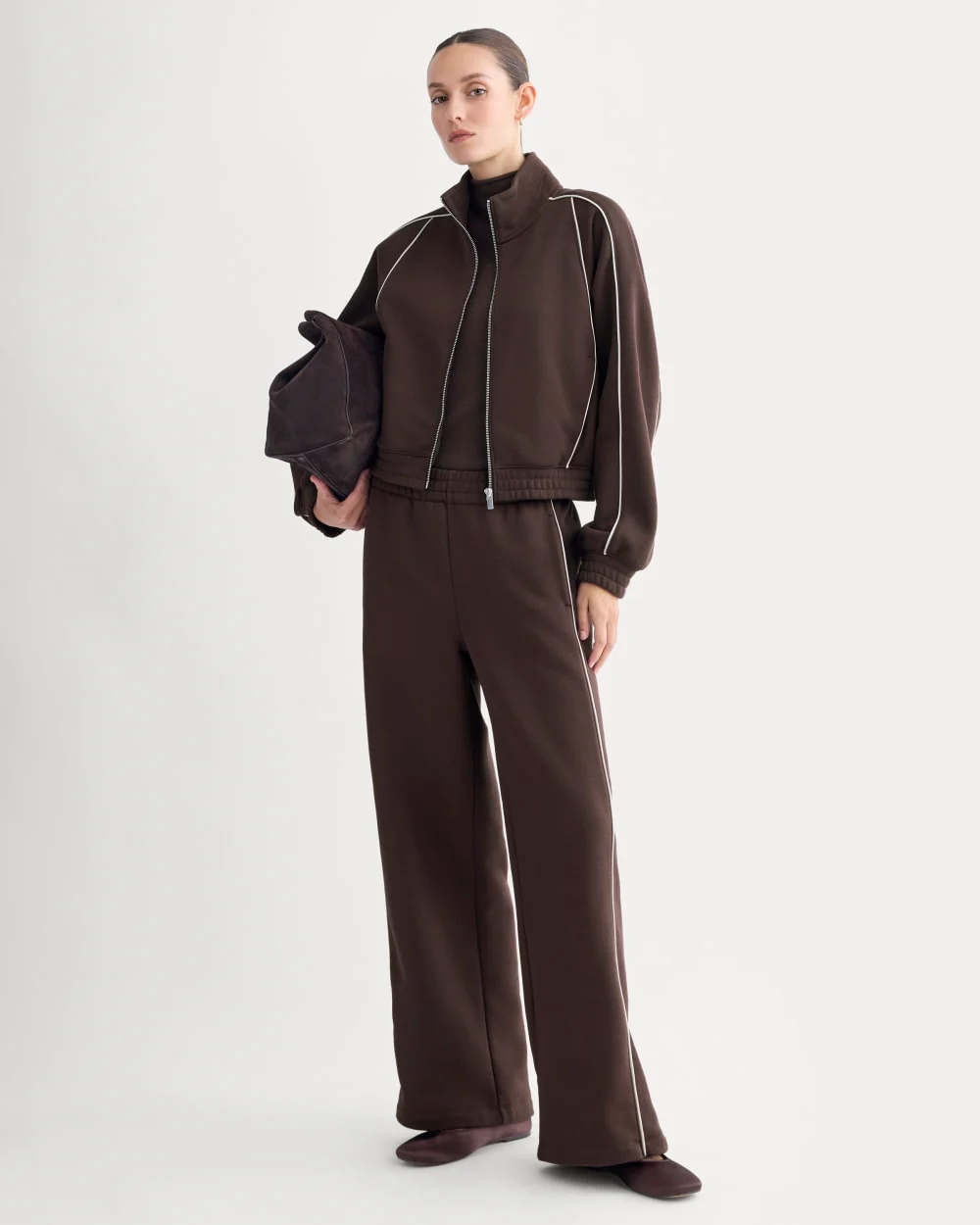 Luxe Fleece Track Jacket | Dark Chocolate
