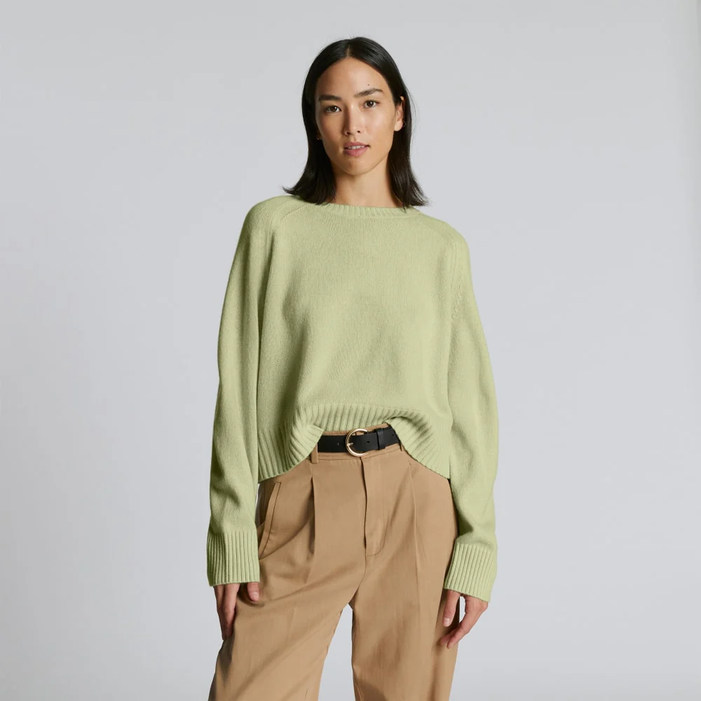 The Cashmere Boxy Crew | Seafoam Green