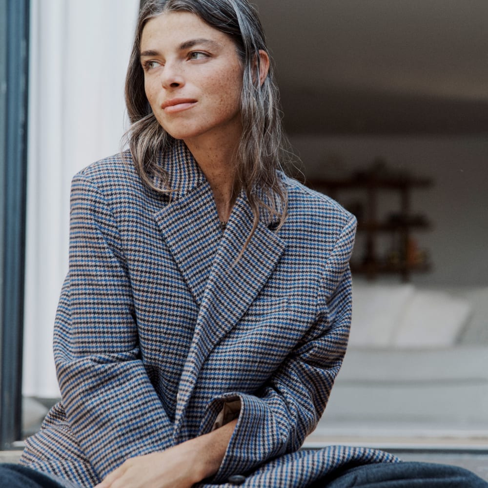 The ReWool® ’80s Blazer | Blue / Brown Houndstooth