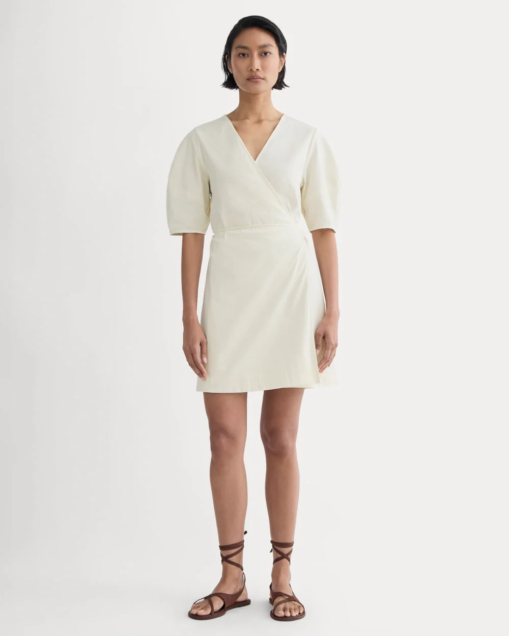 The Seersucker Mini Wrap Dress | Bone