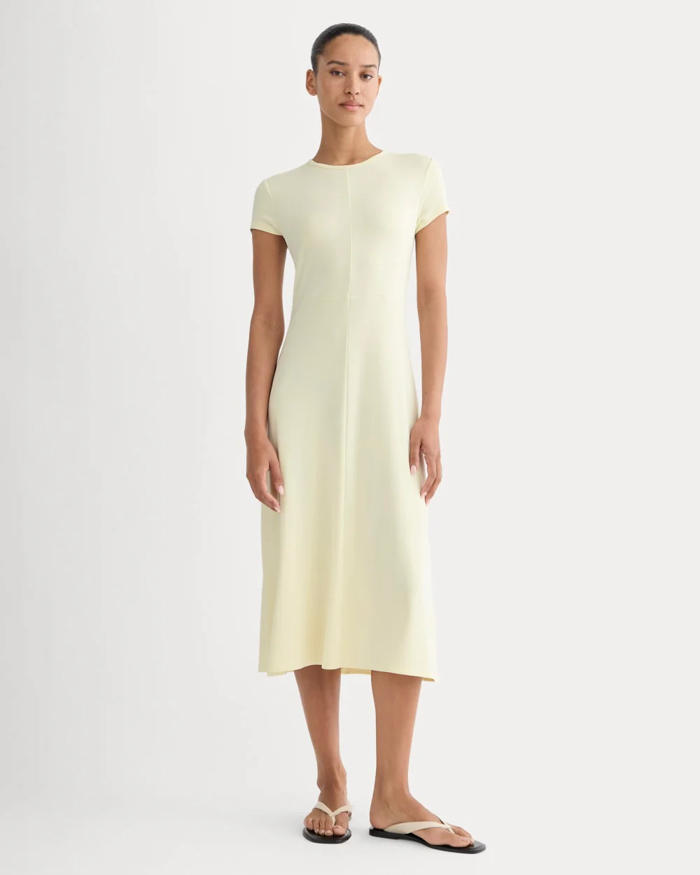 Midi Tee Dress in Butterknit | Light Yellow