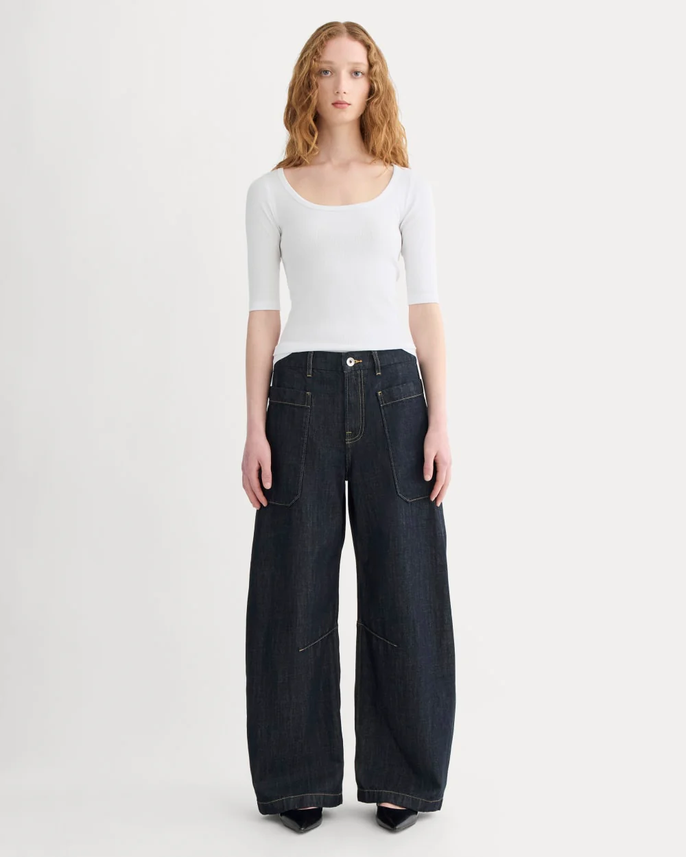 The Luxe Rib Scoop-Neck Tee | White