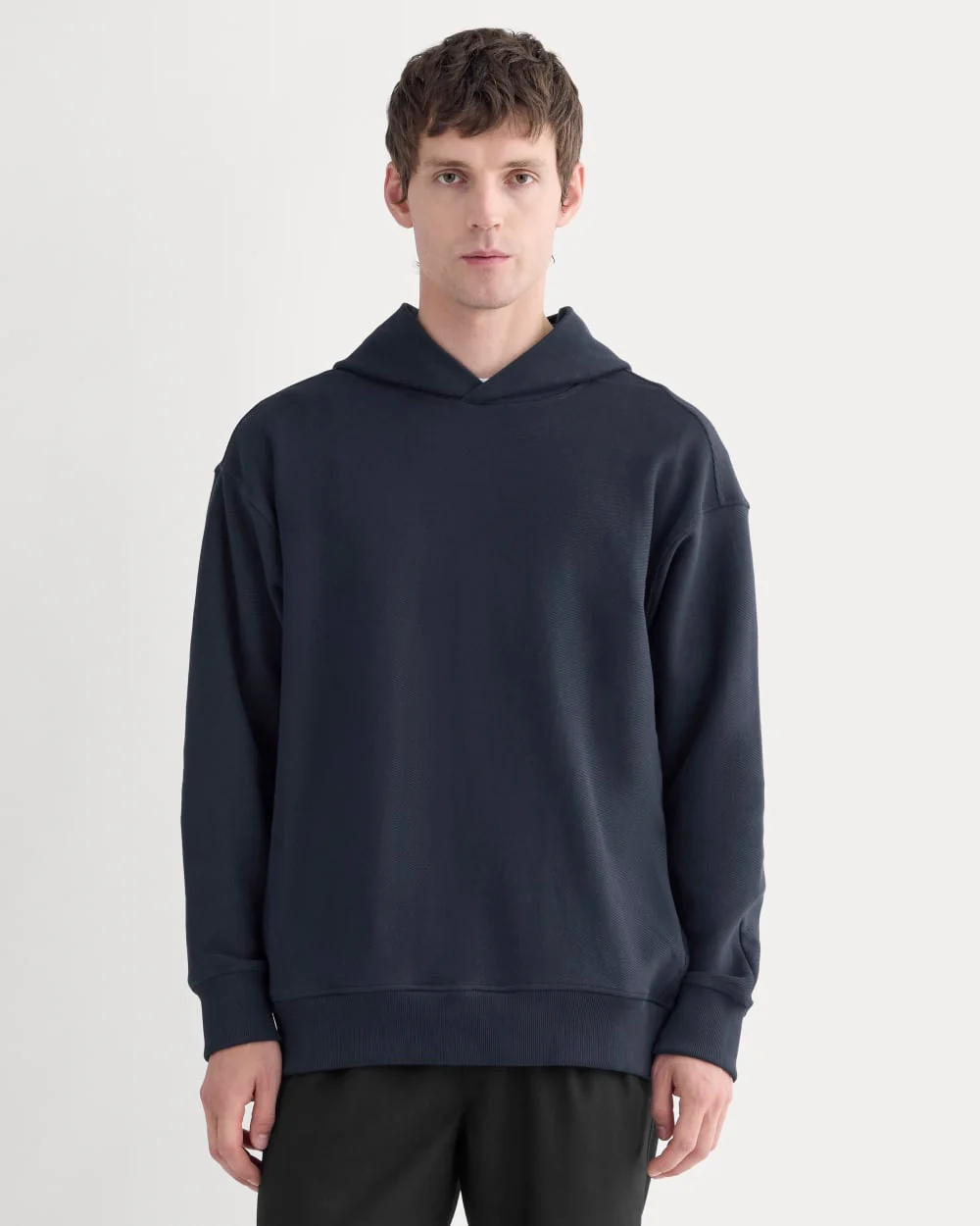 Twill Terry Jacquard Hoodie | Navy