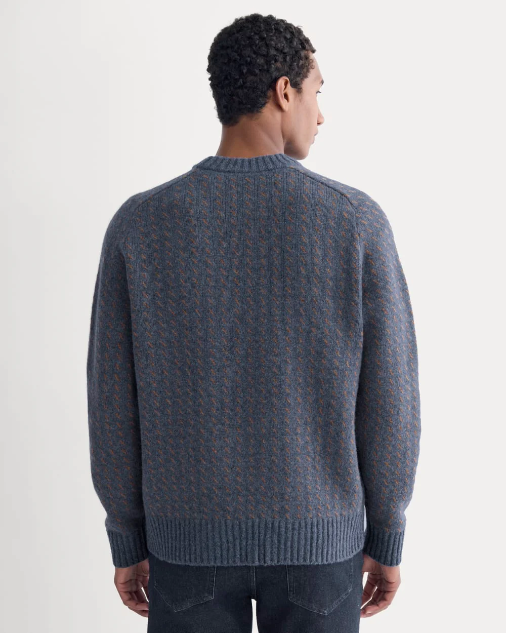 Wool Cashmere Nordic Crew | Heathered Indigo
