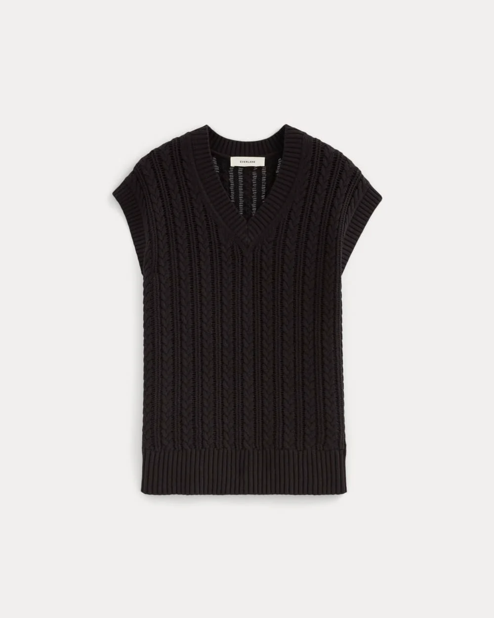 The Mesh Cable Vest in Everyday Cotton | Black