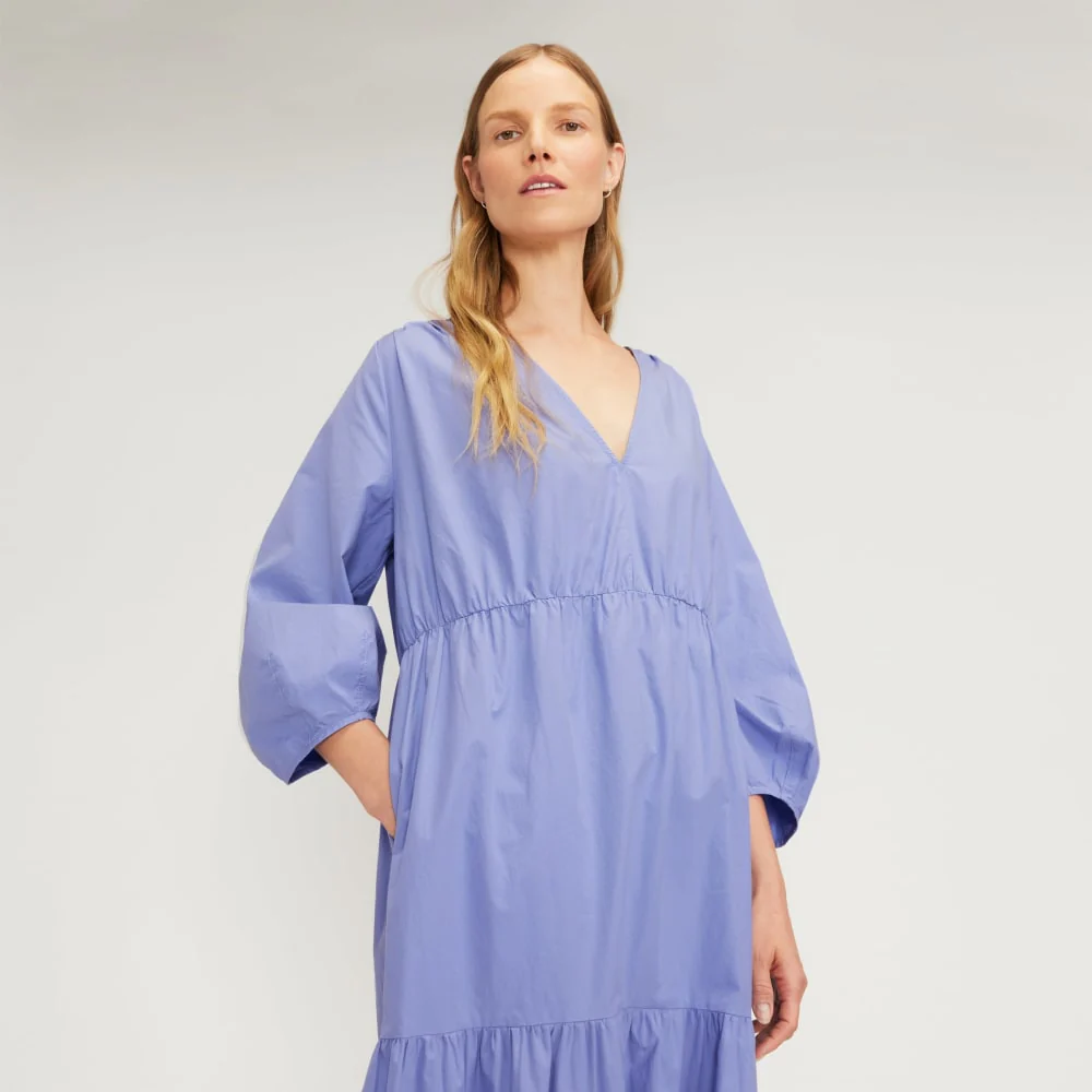 The Poplin Tiered Dress | Cornflower Blue