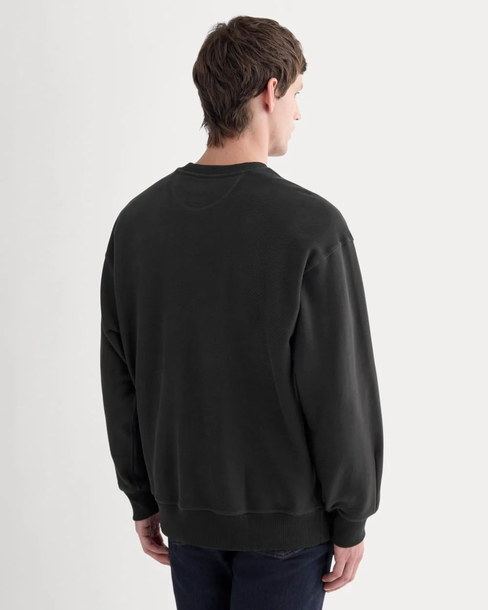Twill Terry Jacquard Crew Sweatshirt | Black