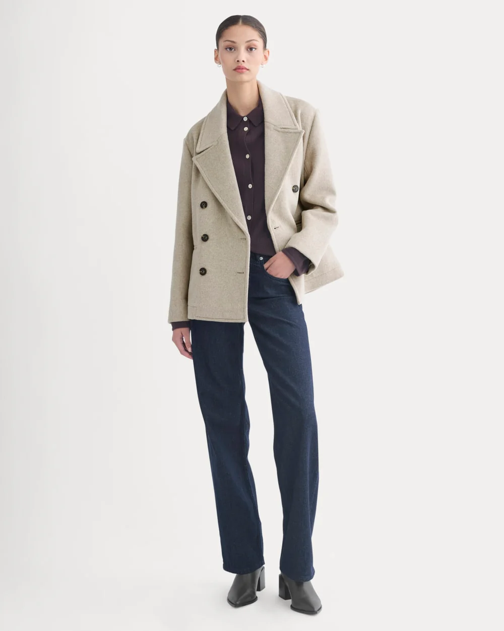 ReWool Short Peacoat | Heather Wheat