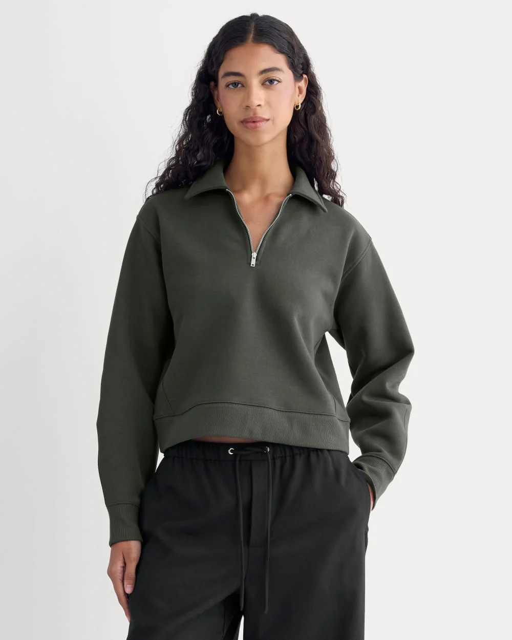 Luxe Fleece Zip Polo | Washed Black