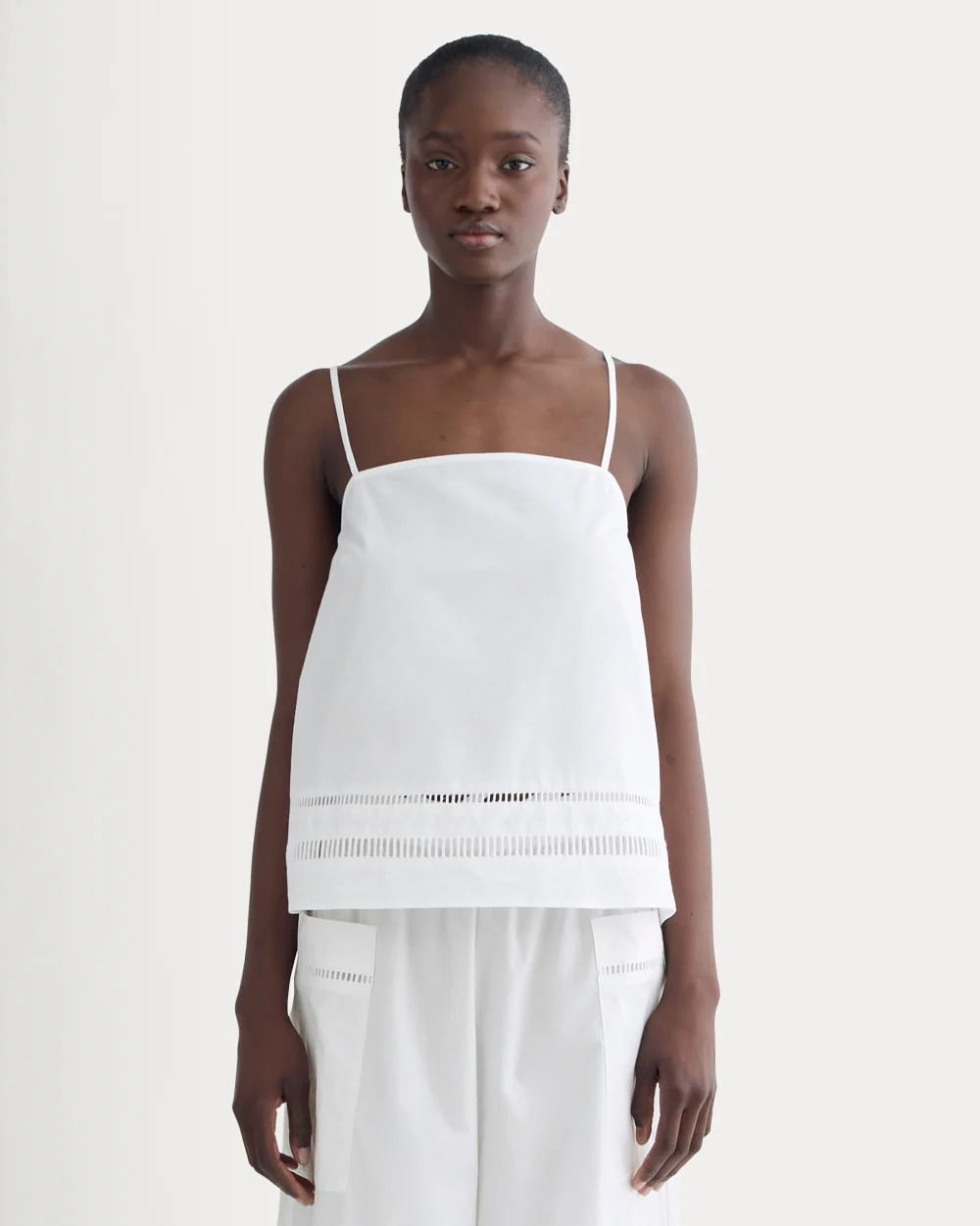 The Lace Trim Tank | White