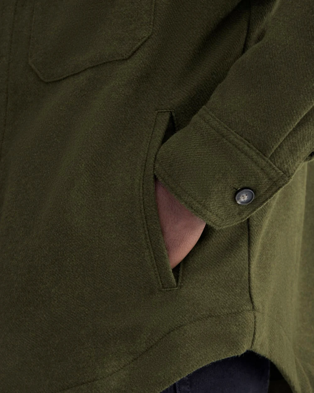 Heavyweight Waffle Twill Overshirt | Heathered Green