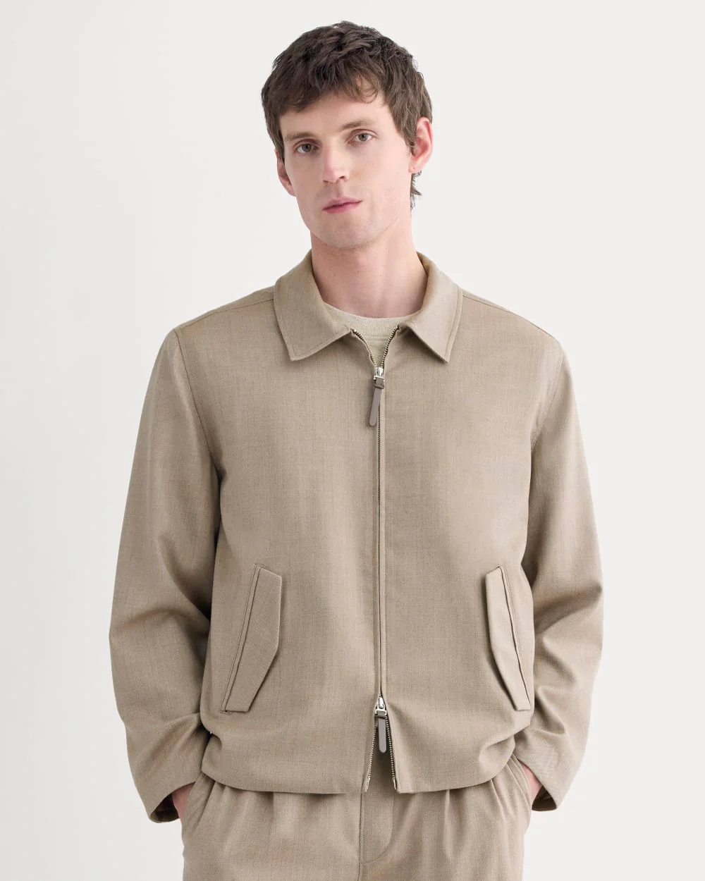Tailored Zip Jacket | Light Taupe
