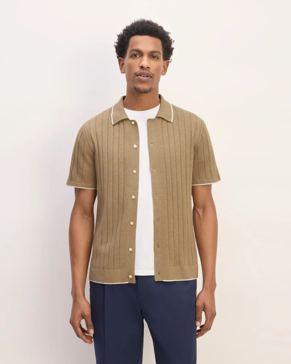 The No-Sweat Button-Down Polo | Dark Heathered Camel