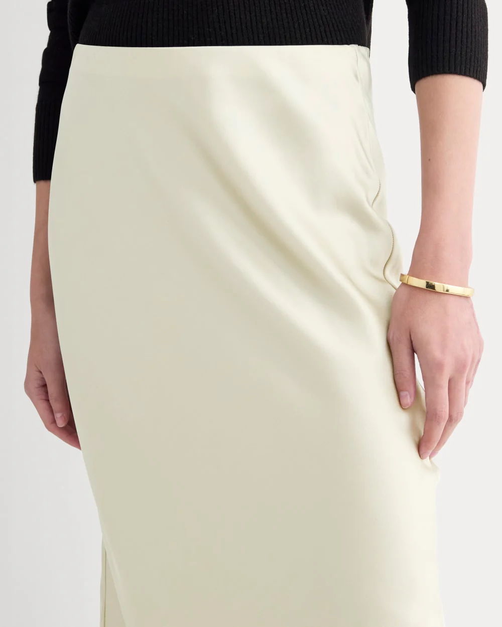Slip Skirt in Silk Charmeuse | Bone