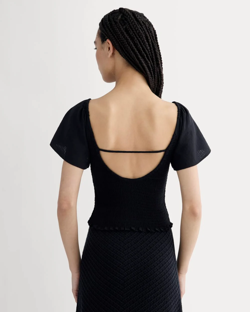 The Gauze Smocked Top | Black