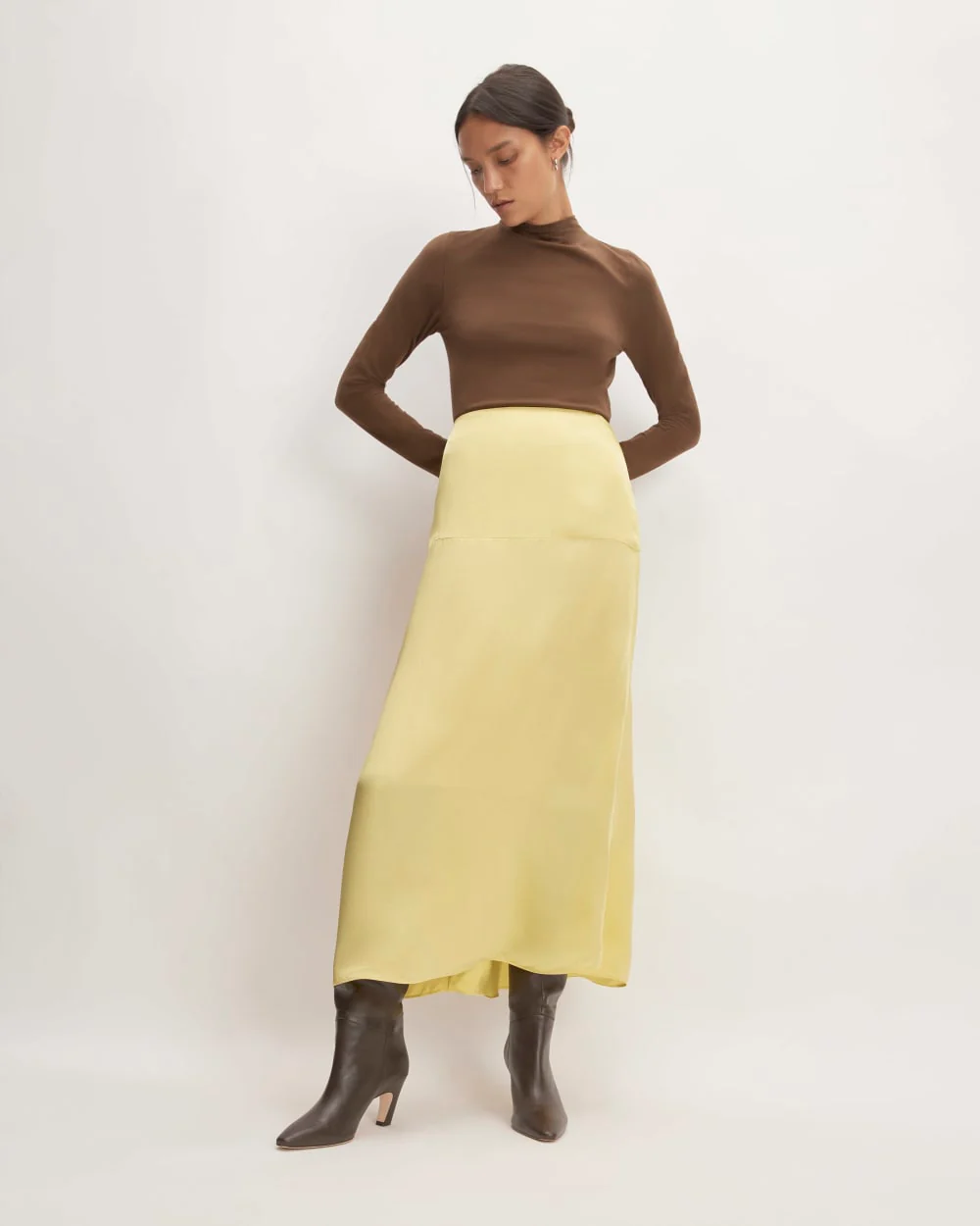 The Hammered Satin Slip Skirt | Raffia