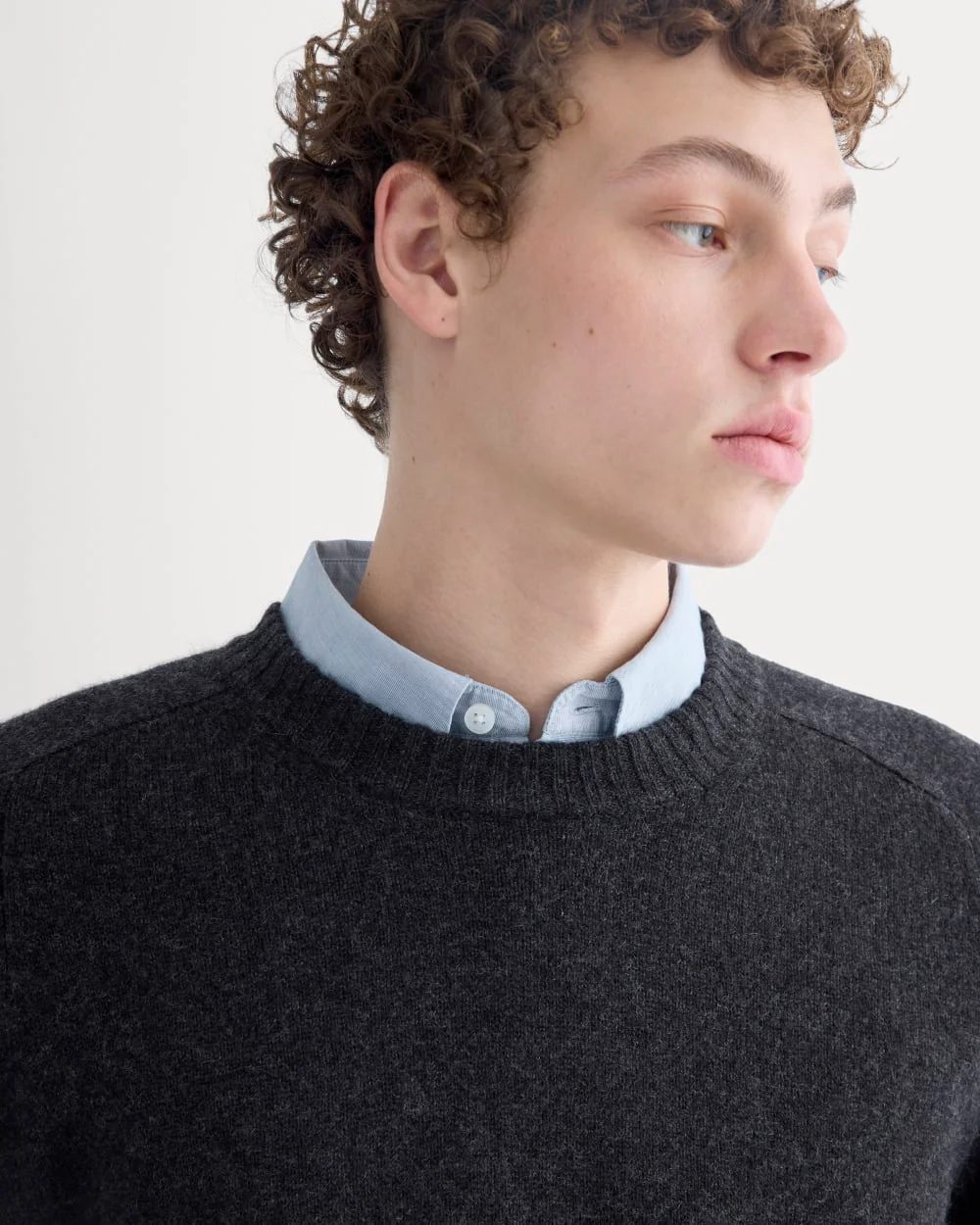 Midweight Cashmere Crew | Heathered Black