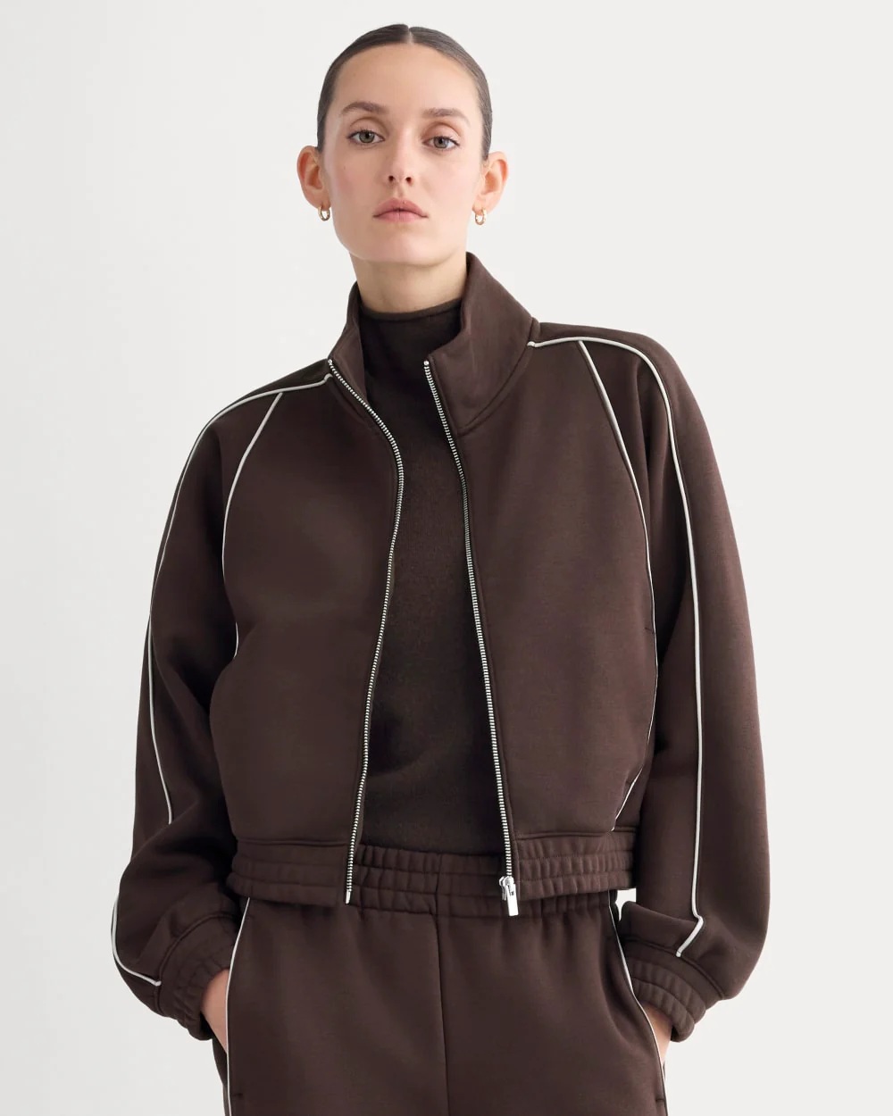 Luxe Fleece Track Jacket | Dark Chocolate
