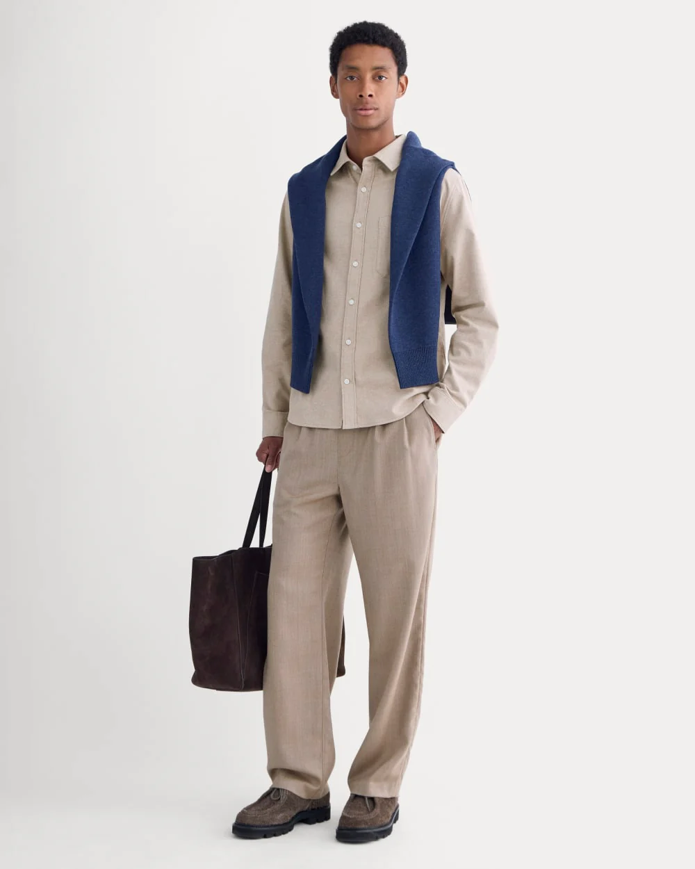 Pleated Trouser in Tailor Twill | Light Taupe