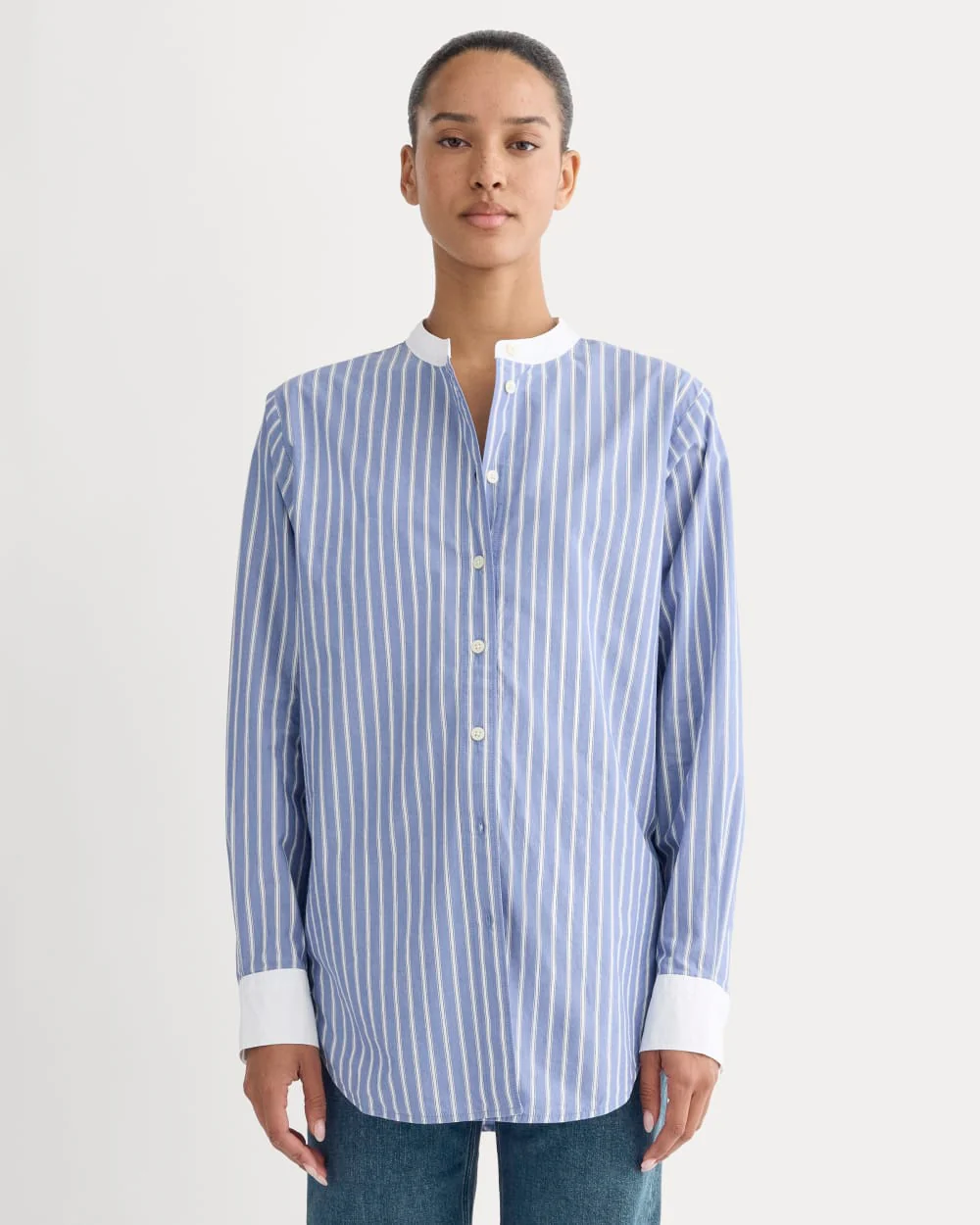 The Oversized Shirt in Ultrasoft Cotton | Dutch Blue / Bone