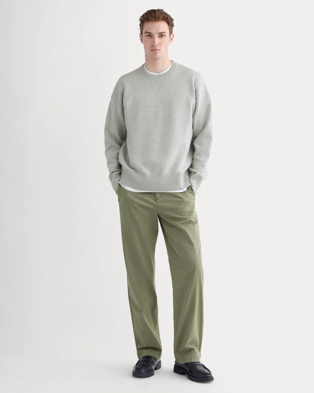 Luxe Merino Double-Knit Sweater |  Heathered Grey