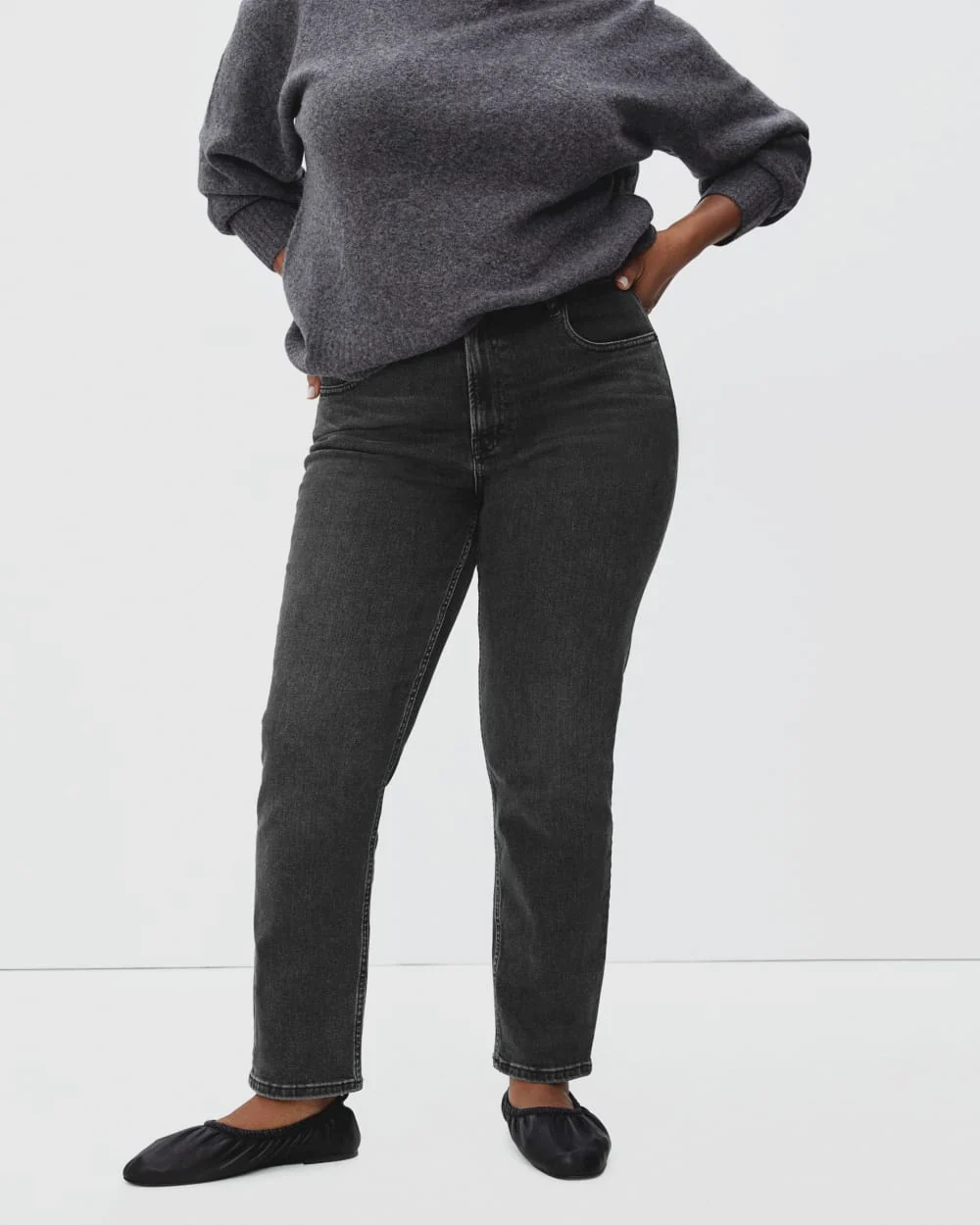 The Curvy Cheeky® Straight Jean | Washed Black | 26.5 Inseam