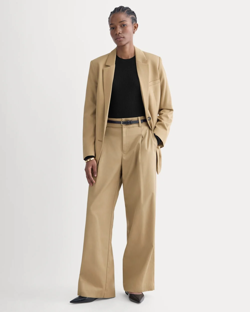Wide-Leg Trouser in Buttersmooth | Ash Brown | 30 Inseam