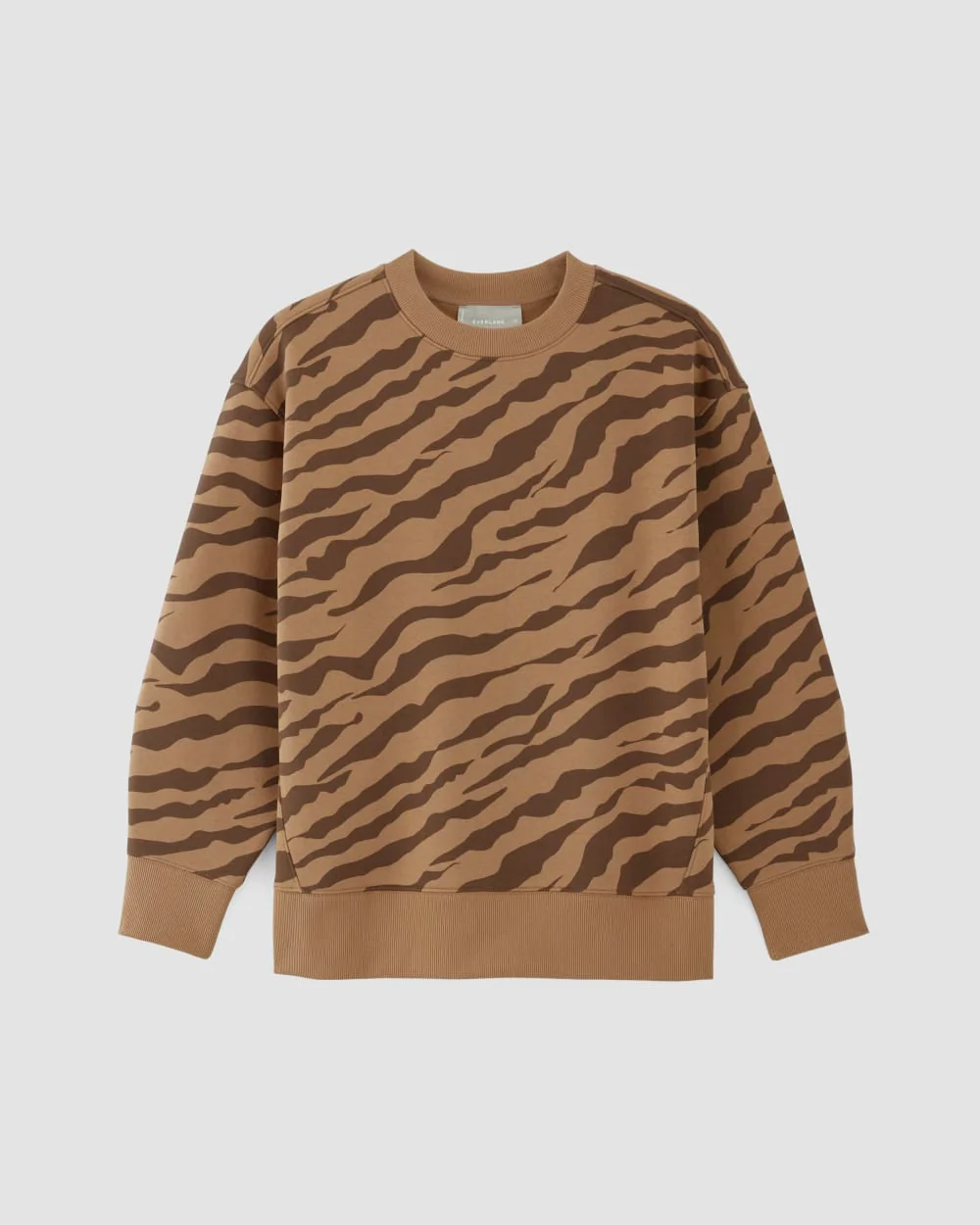 The ReTrack Oversized Crew | Cocoa Tiger Stripe