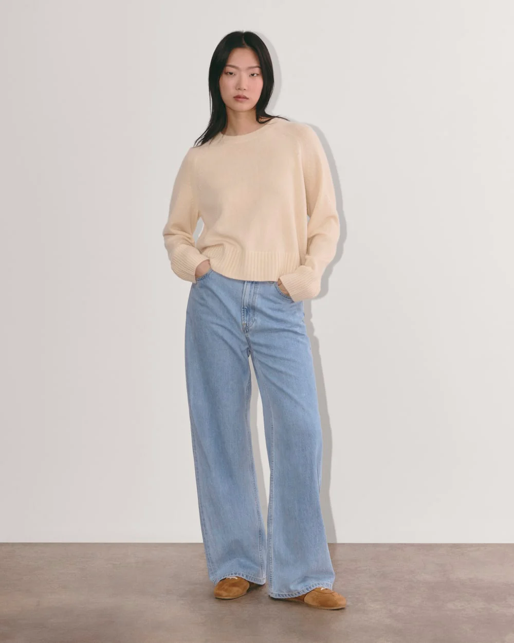 The Boxy Crew in Cashmere | Creme