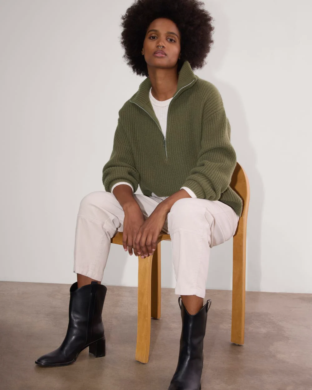 The Half-Zip Sweater in Luxe Merino | Kalamata